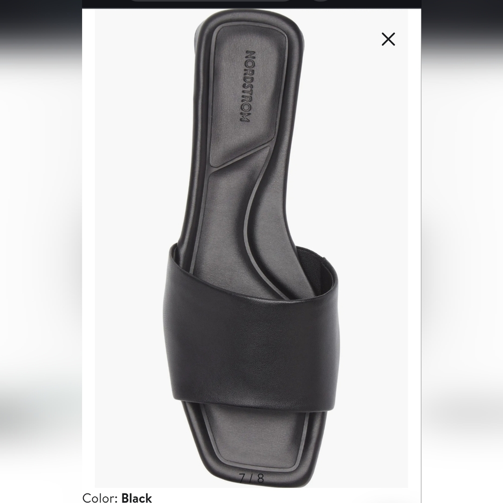 Nordstrom Babette Black Leather Women's Slide Sandals - Picture 9 of 12